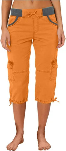 Vista 3 de Pantalones cargo de cintura alta para mujer, hasta la rodilla, pantalones cónicos, pantalones militares de combate, disponibles en tallas grandes