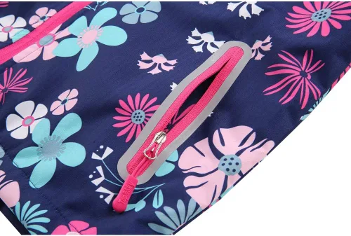 Vista 5 de M2C - Chaqueta ligera impermeable para exteriores con capucha para niñas, forro polar con estampado floral Azul marino