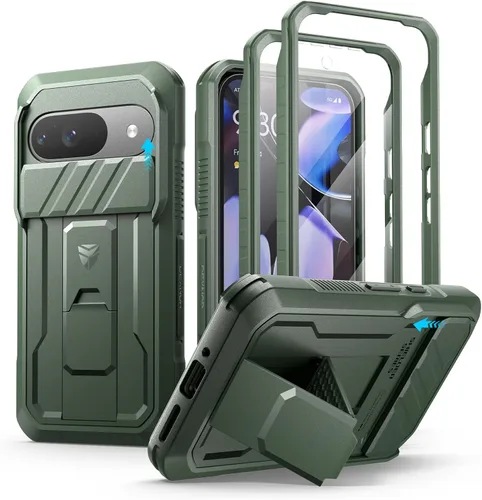 Vista 11 de Dexnor Funda para Google Pixel 9 Pro XL con cubierta deslizante para cámara y protector de pantalla integrado y soporte de alta resistencia, funda