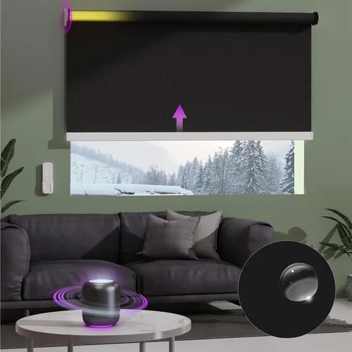 Vista 12 de Astomi Persianas enrollables motorizadas para ventanas, persianas inteligentes opacas para interiores, control remoto y de voz sin esfuerzo