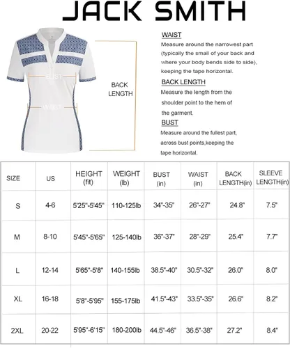 Vista 7 de JACK SMITH Polo de golf para mujer que absorbe la humedad UPF 50+ camisas de manga corta