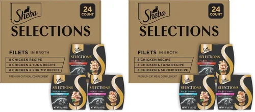Vista 14 de Sheba Selections Filets Complemento húmedo para gatos, pollo, 1.3 onzas, 12