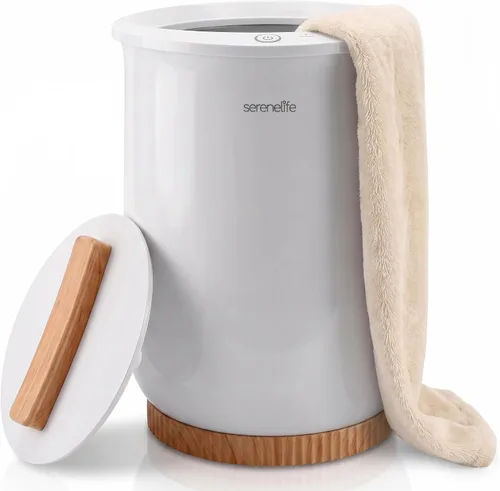 Vista 9 de SereneLife - Calentador de toalla con pantalla digital en cubo; calentador de toallas grande de color blanco para spa y baño, regalos de calentador