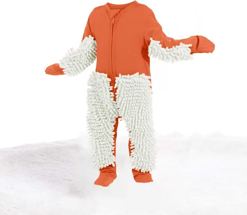 Vista 2 de lsslmk Traje de trapeador de piso de manga larga para niños y niñas, traje de bebé a prueba de suciedad, traje de trapeador para 3 a 24 niños