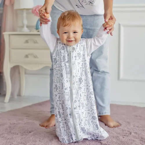 Vista 3 de Mama Cheetah Saco de dormir para bebé de 0.5 TOG, Manta portátil de algodón orgánico para bebé con cremallera bidireccional, Saco de dormir