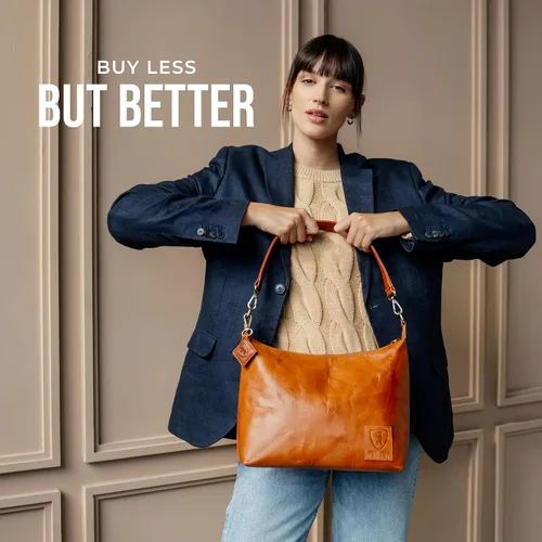 Vista 9 de BERLINER BAGS Bolso De Hombro De Cuero Genuino Vintage Bella, Bolso Hobo, Bolso De La Manija Superior, Bolso Para Las Mujeres - Marrón