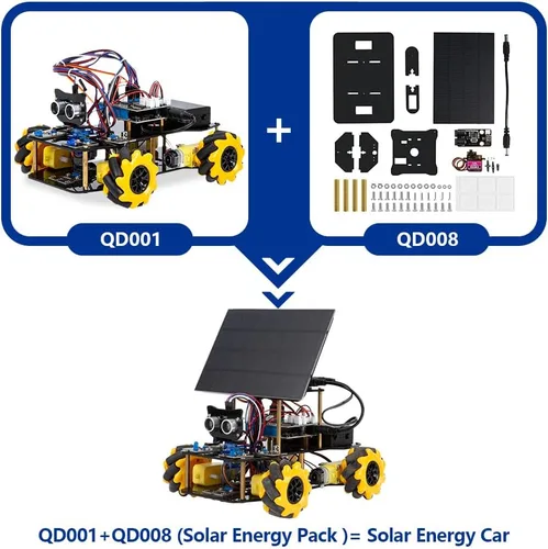 Vista 7 de ACEBOTT Kit de automóvil inteligente de energía solar, automóvil de control remoto 4WD compatible con Arduino IDE, proyecto de programación