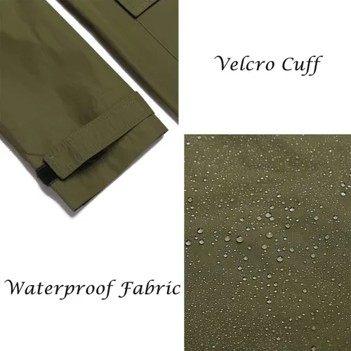 Vista 6 de COOFANDY Chaqueta impermeable para hombre con capucha impermeable ligera activa larga