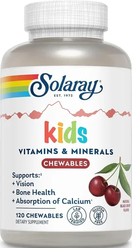 Vista 7 de SOLARAY Vitaminas y minerales completos para niños, cereza negra (60 masticables, 30 porciones)