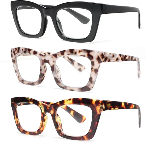 Vista 17 de Gafas de lectura para mujer, bloqueo de luz azul, elegantes y de gran tamaño, bisagra de resorte
