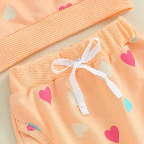 Vista 6 de Sudadera de manga larga con estampado de corazón para el día de San Valentín para niñas pequeñas, ropa de primavera
