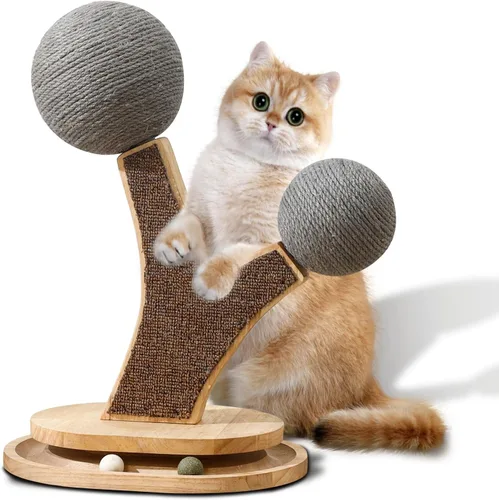 Vista 12 de Torre de árbol moderna para gatos de 52 pulgadas para gatos grandes, 3 nidos para gatos tejidos a mano, multinivel, enormes Paws Pals árbol