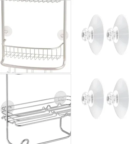 Vista 6 de Conectores de ducha con ventosas para baño (4 piezas) Lechón transparente grande de plástico PVC de 2 pulgadas sin ganchos, ventosas de repuesto