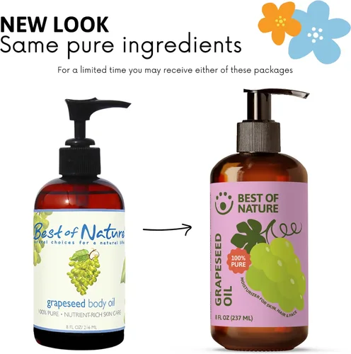 Vista 13 de Best of Nature Aceite corporal y masaje de semilla de uva 100% puro, sin perfume, ligero y no graso para cabello, piel, cara y aceite portador