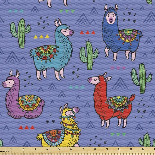 Vista 83 de Ambesonne - Tela de Dragón por The Yard, diseño de estilo de dibujos animados para niños con patrón de animales, dragones de colores, obra de arte
