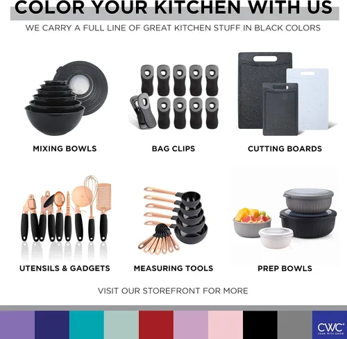 Vista 8 de COOK WITH COLOR Tazón Plegable para Rebozar - Recipiente Agitador para Rebozar Sin Ensuciar - Ideal para Pescado Frito, Pollo Frito, Aros de Negro