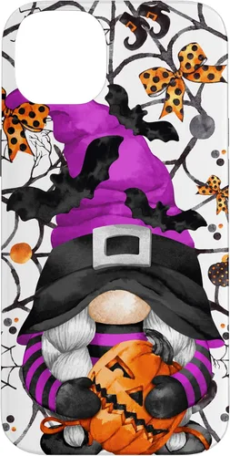Vista 15 de iPhone 16 Lindo gnomo de Halloween para mujeres y bruja púrpura Witchy Boo Case