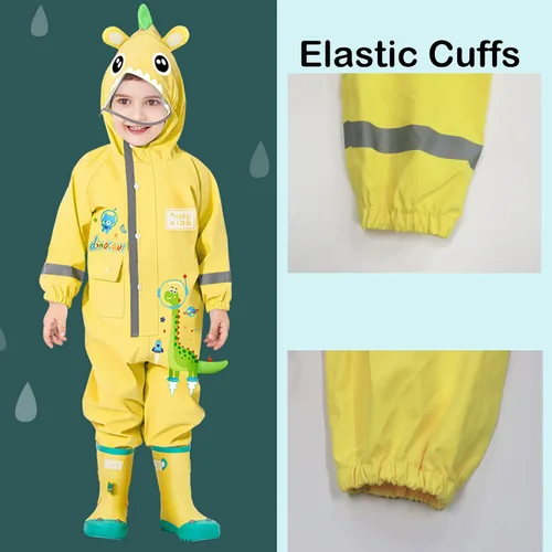 Vista 3 de Traje impermeable de una pieza para niños y niñas Fewlby, para lluvia, talla S-XL, 1-6 años