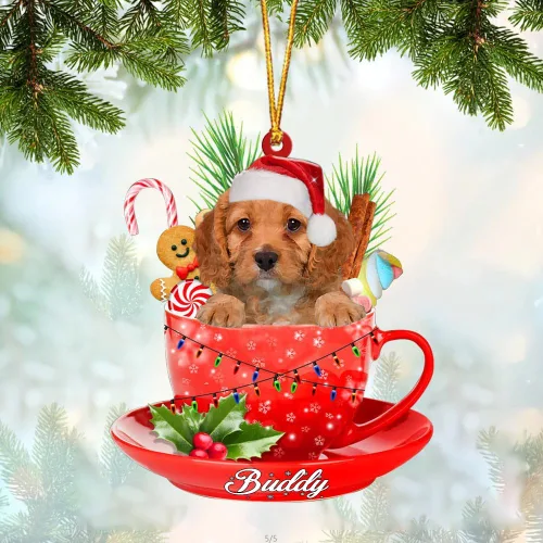 Vista 54 de Alaskan Malamute - Adorno de tetera de perro sentado en una tetera de Navidad, adorno de Navidad con nombre personalizado, adorno de automóvil