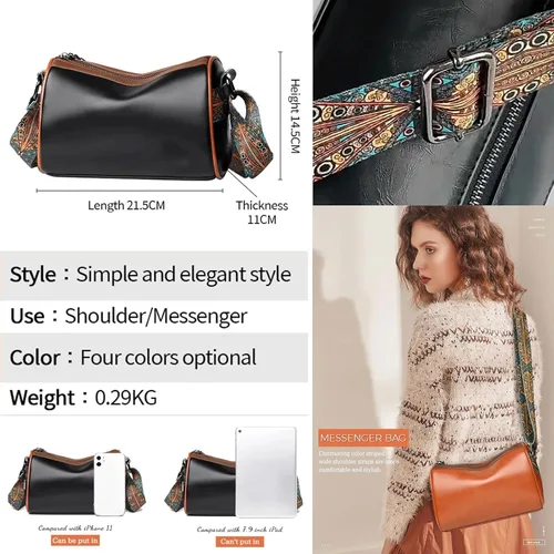 Vista 6 de FETNHU The Dawnegy Boston Fashion - Bolso cruzado de cuero, bolso Dawnegy, bolsa de almohada Boston, bolsa de mensajero de moda para mujer, Blanco