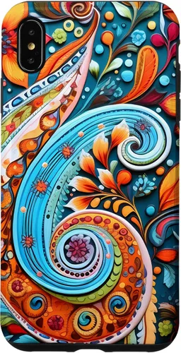 Vista 11 de Vivid Blue and Orange Paisley Floral Art Case for iPhone 17