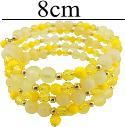 Vista 4 de Coiris Pulsera de cuentas amarillas de múltiples capas, pulsera ajustable para mujer