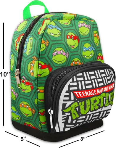 Vista 6 de Teenage Mutant Ninja Turtles Mini mochila para adolescentes - Mochila TMNT de lona de 10 pulgadas con bolsillo frontal y marcador Paquete