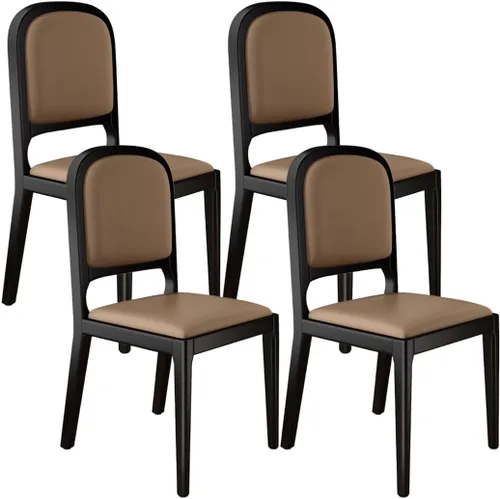 Vista 14 de YVYKFZD Sillas de comedor de madera maciza, juego de sillas de cocina sin brazos, silla de comedor tapizada de cuero, silla de sala de estar