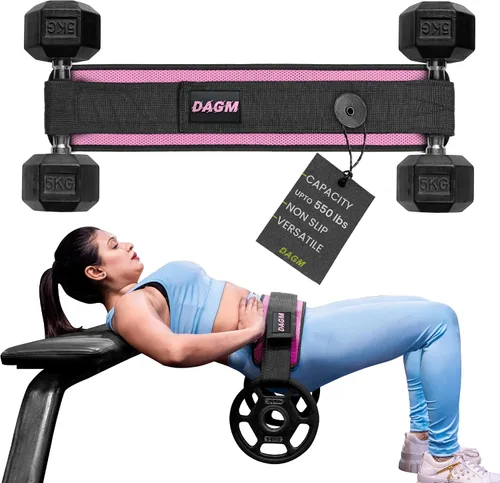 Vista 9 de DAGM Hip Thrust Belt for Dumbbells Heavy weights – Ultra-Thick No-Bruise Glute Workout Belt for Women & Men – 500 lbs Capacity – Adjustable for Home