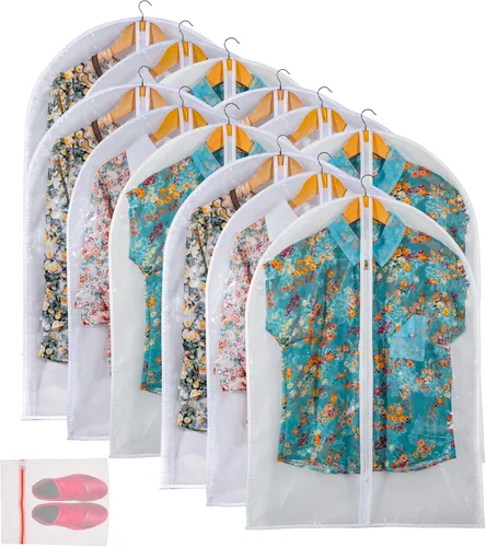 Vista 19 de Bolsa de ropa transparente para almacenamiento en el armario, bolsas de vinilo para colgar ropa, bolsas cortas para colgar ropa, fundas de abrigo