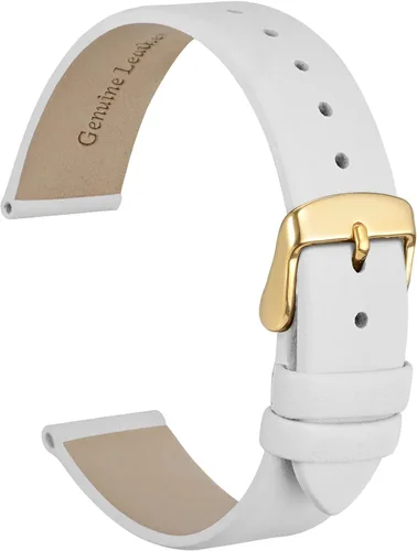 Vista 20 de WOCCI Correa de reloj elegante de 0.315 in de ancho, correa de repuesto de cuero genuino con hebilla dorada (negro)