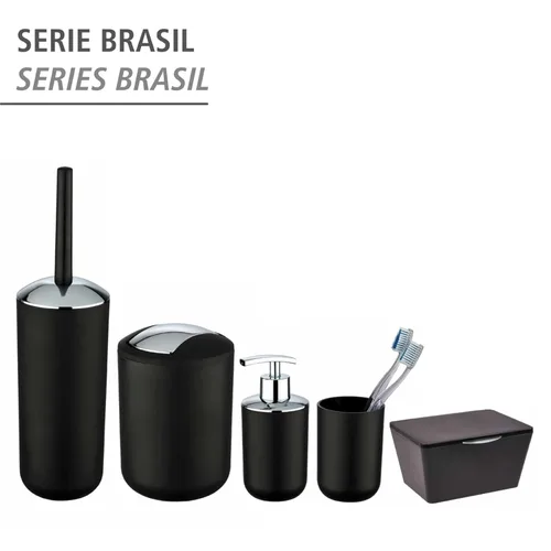 Vista 4 de WENKO 21211100 Cubo giratorio Brasil Black S - irrompible, capacidad 2 L, elastómero termoplástico (TPE), 5.5 x 7.5 x 5.5 in, negro