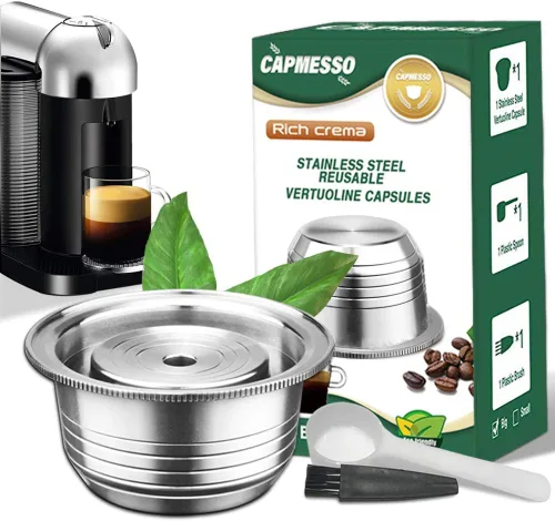 Vista 8 de CAPMESSO Cápsula de café reutilizable de acero inoxidable: cápsula de café recargable de metal para elaborar café expreso, compatible con Nespresso