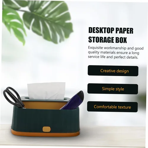 Vista 3 de Alipis Caja de pañuelos de almacenamiento multifuncional Contenedores prácticos para decoración del hogar