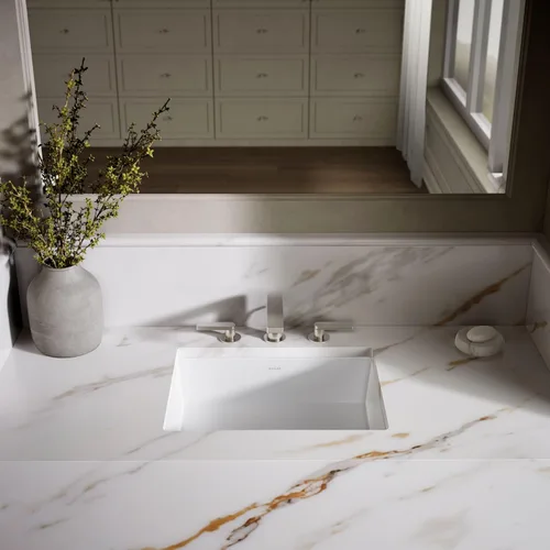 Vista 9 de KOHLER 2882-0 Verticyl Lavabo de baño rectangular de montaje inferior, 19 3/4", Blanco
