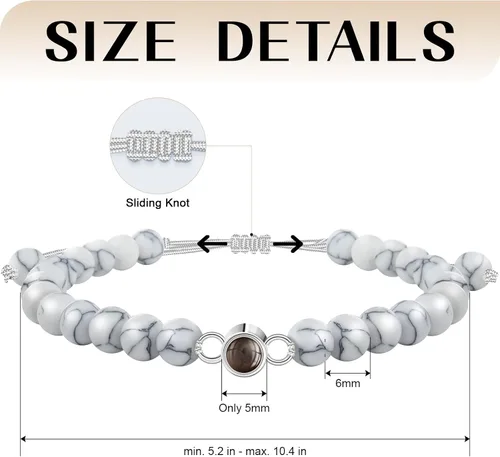 Vista 4 de SUPHELPU Personalized Gifts, Custom Link Charm Bracelet with Picture Inside, Customized Birthday Anniversary Christmas Memorial Gifts