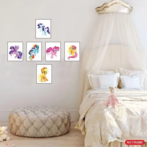 Vista 4 de PurpleheARTs Arte de pared de My Little Pony, póster de My Little Pony, decoración de habitación de poni para niños, juego de 6, sin marco, 8 x 10