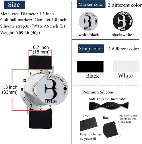 Vista 6 de Marcador de pelota de golf con pulsera de contador de trazos de golf, marcador de pelota Birdie, accesorios de golf para hombres y mujeres, regalos