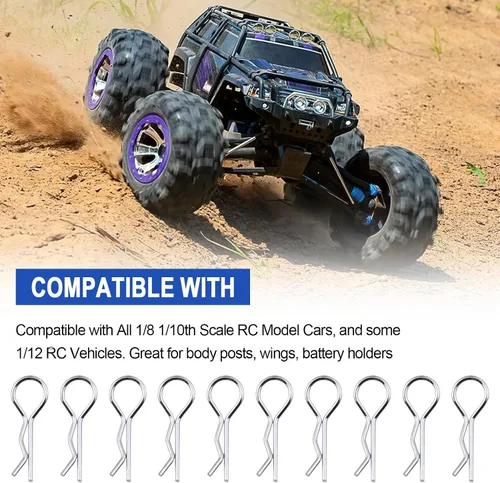 Vista 5 de 100 clips universales para cuerpo a control remoto para todas las piezas de repuesto de carrocería a escala 1/8 1/10 1/12 Redcat HPI Himoto HSP