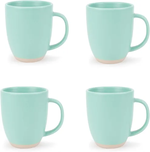 Vista 21 de Elanze Designs Paquete de 2 tazas de café de cerámica de 13 onzas con fondo de arcilla cruda, color verde menta Verde (Mint Green)