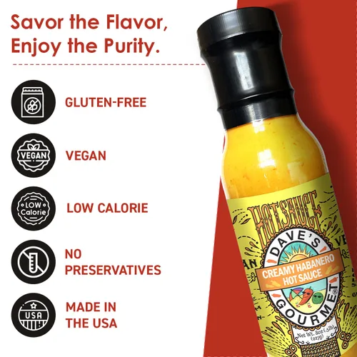Vista 3 de Dave's Gourmet Salsa picante habanero cremosa, textura cremosa moderadamente picante, salsa picante para tacos, carnes a la parrilla y salsas, salsa