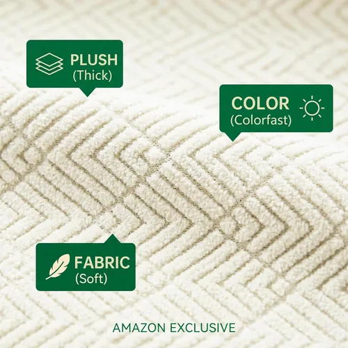 Vista 3 de YEMYHOM Funda de cojín para sofá, funda de cojín de asiento de alta elasticidad, tela jacquard geométrica de felpa, protector de sofá antideslizante