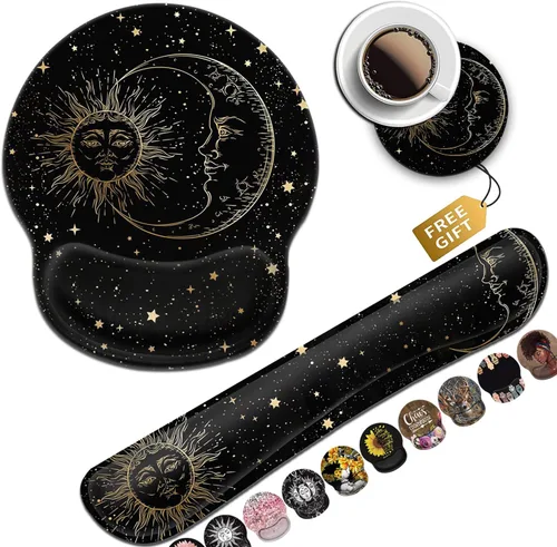 Vista 13 de Alfombrilla de mouse ergonómica con gel de soporte para muñeca, cómoda alfombrilla de mouse inalámbrica, alfombrilla de mouse para aliviar el dolor