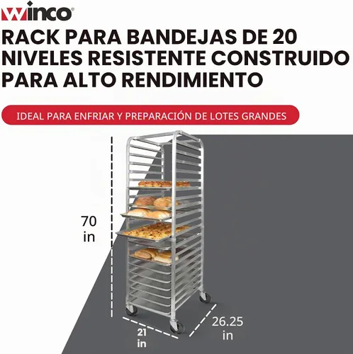 Vista 2 de Estantería para charolas de pan de 20 estantes, Plateado