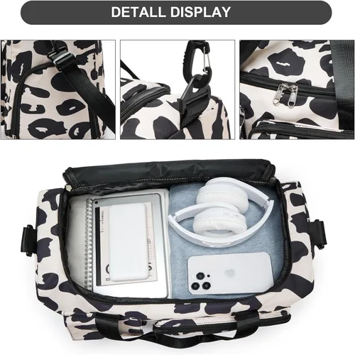 Vista 377 de Pequeña bolsa de gimnasio para mujer, bolsa de viaje con compartimento para zapatos