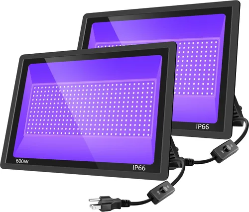 Vista 7 de Paquete de 4 luces LED negras de 100 W, luz de inundación UV
