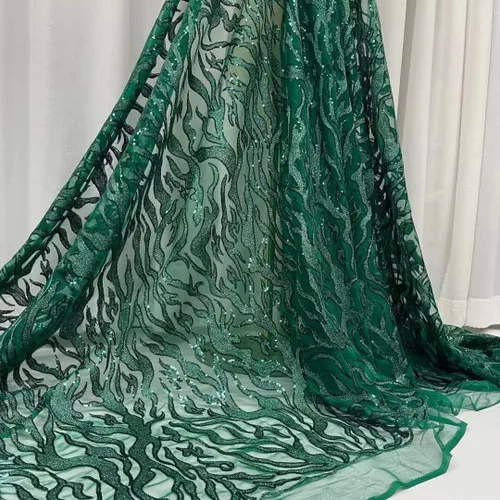 Vista 4 de Mahacraft - Elegante malla de encaje de tul francés con lentejuelas africanas para fiesta de boda nigeriana costura tela de encaje de tul africano