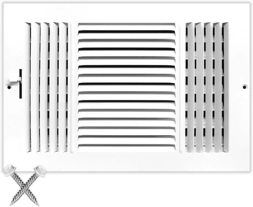 Vista 41 de Rejilla de suministro de aire de 1 vía de 16 pulgadas x 8 pulgadas - Tapa de ventilación y difusor - Cara plana estampada - Blanco.