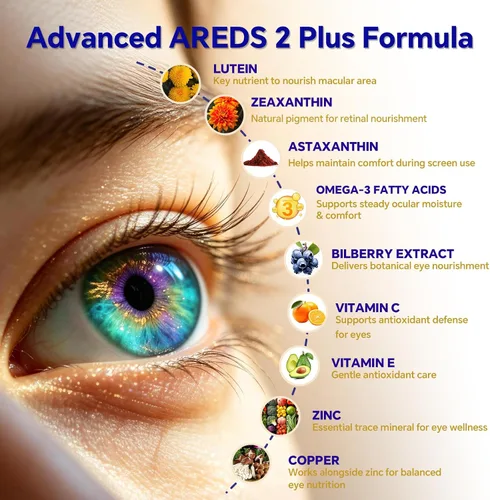 Vista 4 de AREDS 2 Plus - Suplementos de vitamina para los ojos, luteína y zeaxantina