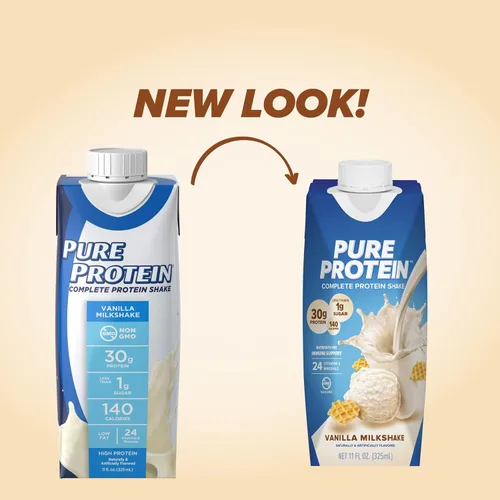 Vista 3 de Pure Protein Batido de proteína de vainilla, 1.06 oz de proteína completa y barras, alto contenido de proteínas, aperitivos nutritivos para apoyar